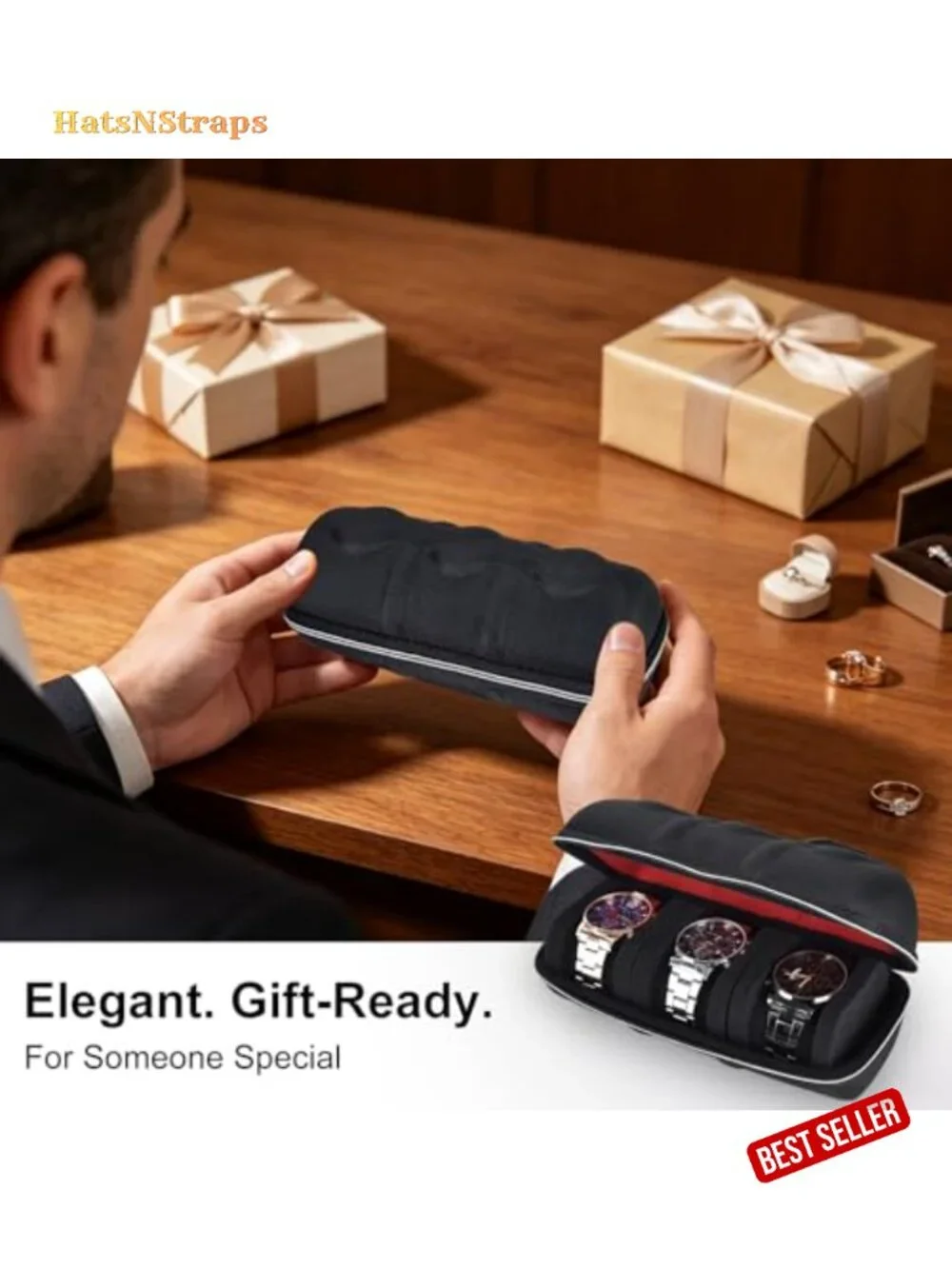 Hard Shell Watch Travel Case with Soft Interior & Pillow